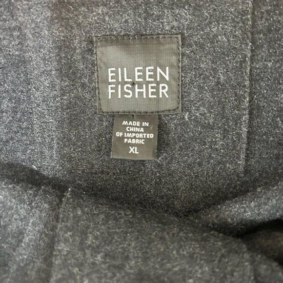 Eileen Fisher Jacket Chore Coat Womens XL Charcoal Boiled Wool Collarless Luxury - Picture 6 of 9